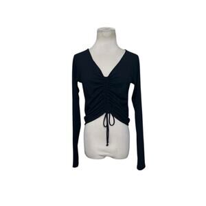 PST black long sleeves ruched top size M
